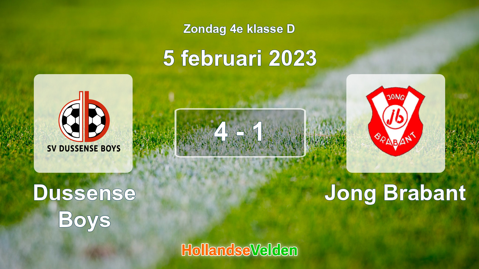 Gespeelde wedstrijd: Dussense Boys - Jong Brabant 4 - 1 (5 februari 2023)
