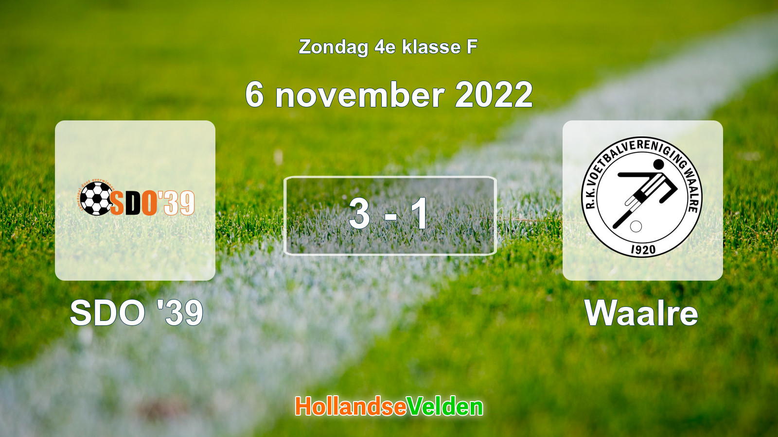 Gespeelde wedstrijd: SDO '39 - Waalre 3 - 1 (6 november 2022)