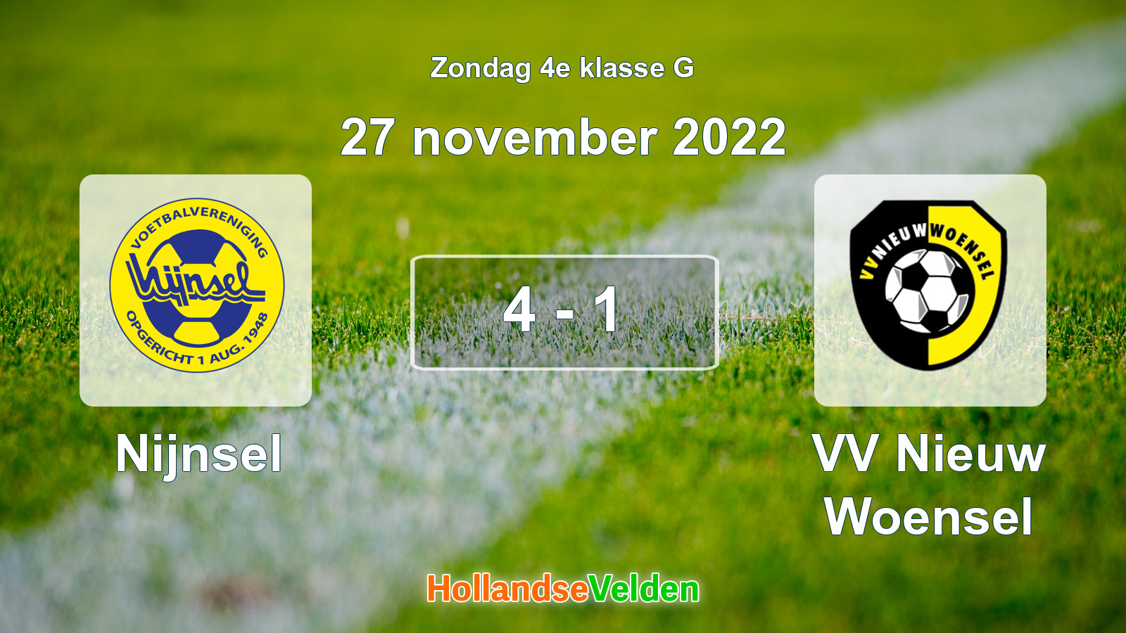 Gespeelde wedstrijd: Nijnsel - VV Nieuw Woensel 4 - 1 (27 november 2022)