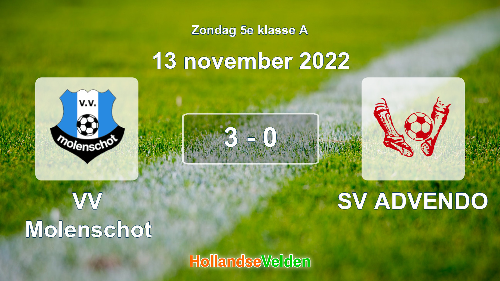 Gespeelde wedstrijd: VV Molenschot - SV ADVENDO 3 - 0 (13 november 2022)