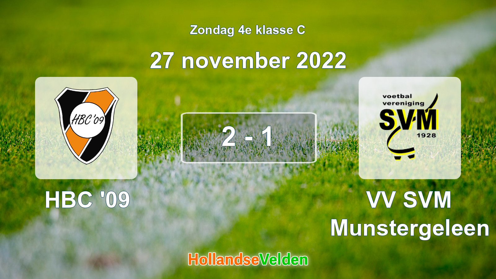 Gespeelde wedstrijd: HBC '09 - VV SVM Munstergeleen 2 - 1 (27 november 2022)