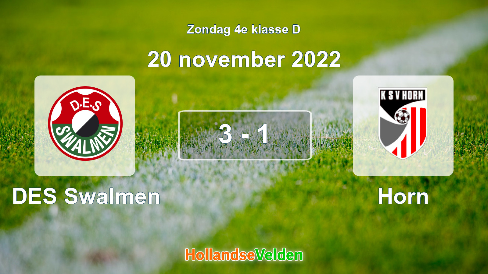 Gespeelde wedstrijd: DES Swalmen - Horn 3 - 1 (20 november 2022)