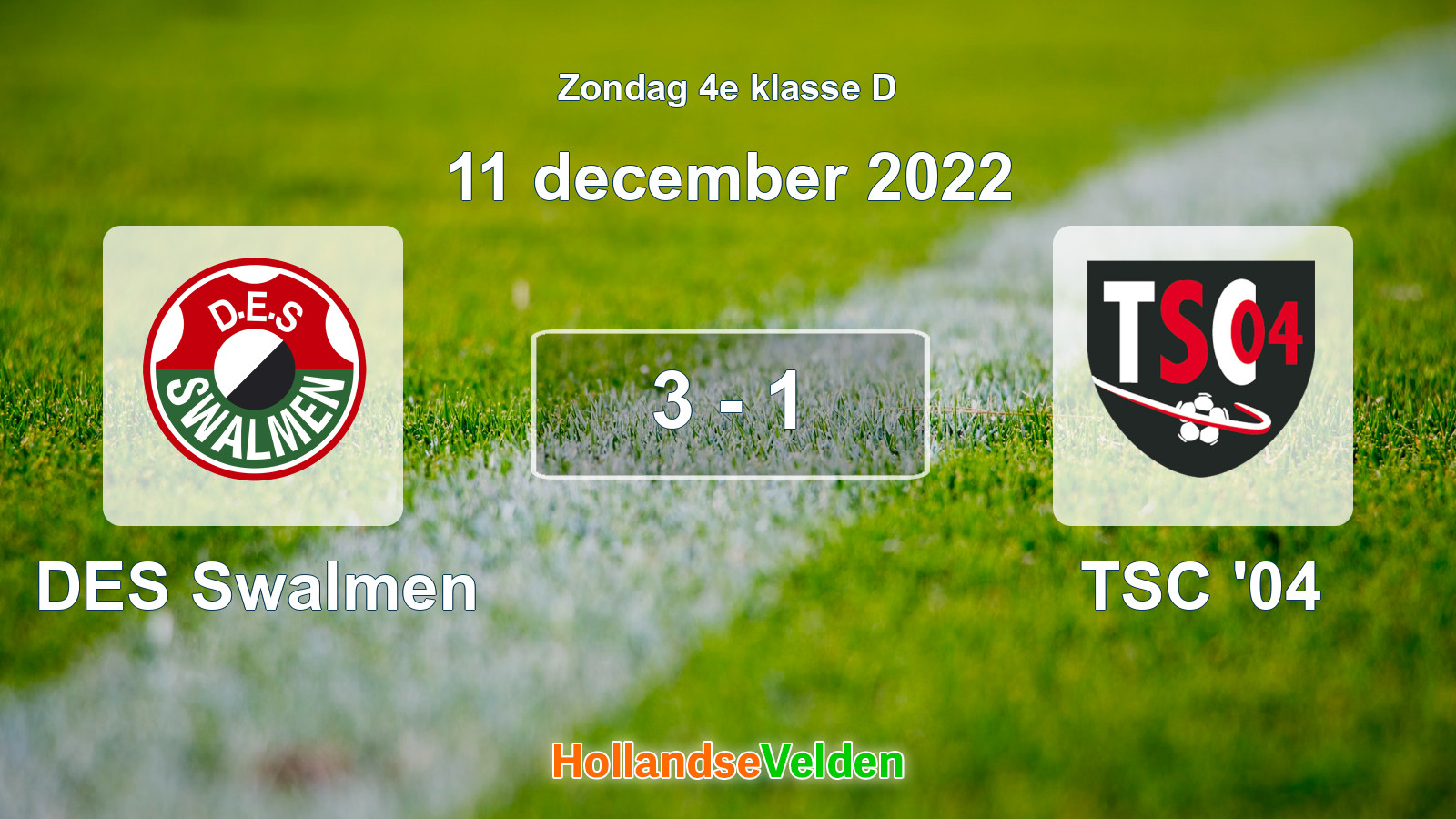 Gespeelde wedstrijd: DES Swalmen - TSC '04 3 - 1 (11 december 2022)