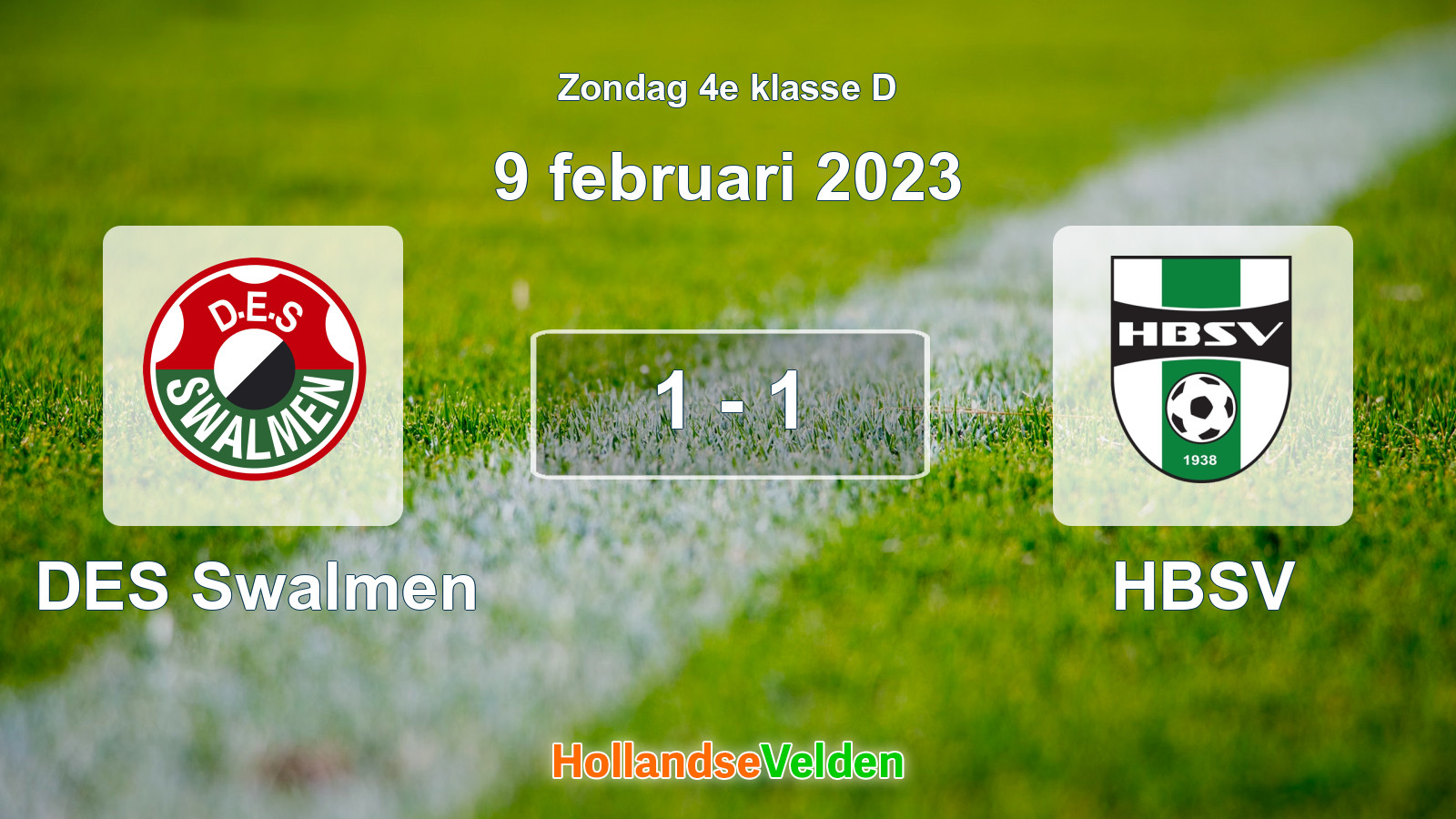 Gespeelde wedstrijd: DES Swalmen - HBSV 1 - 1 (9 februari 2023)