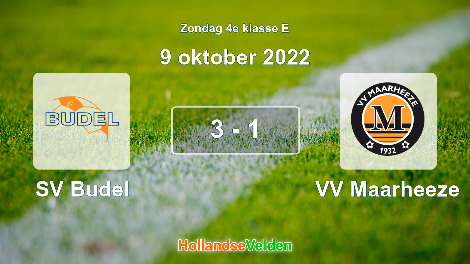 Gespeelde wedstrijd: SV Budel - VV Maarheeze 3 - 1 (9 oktober 2022)