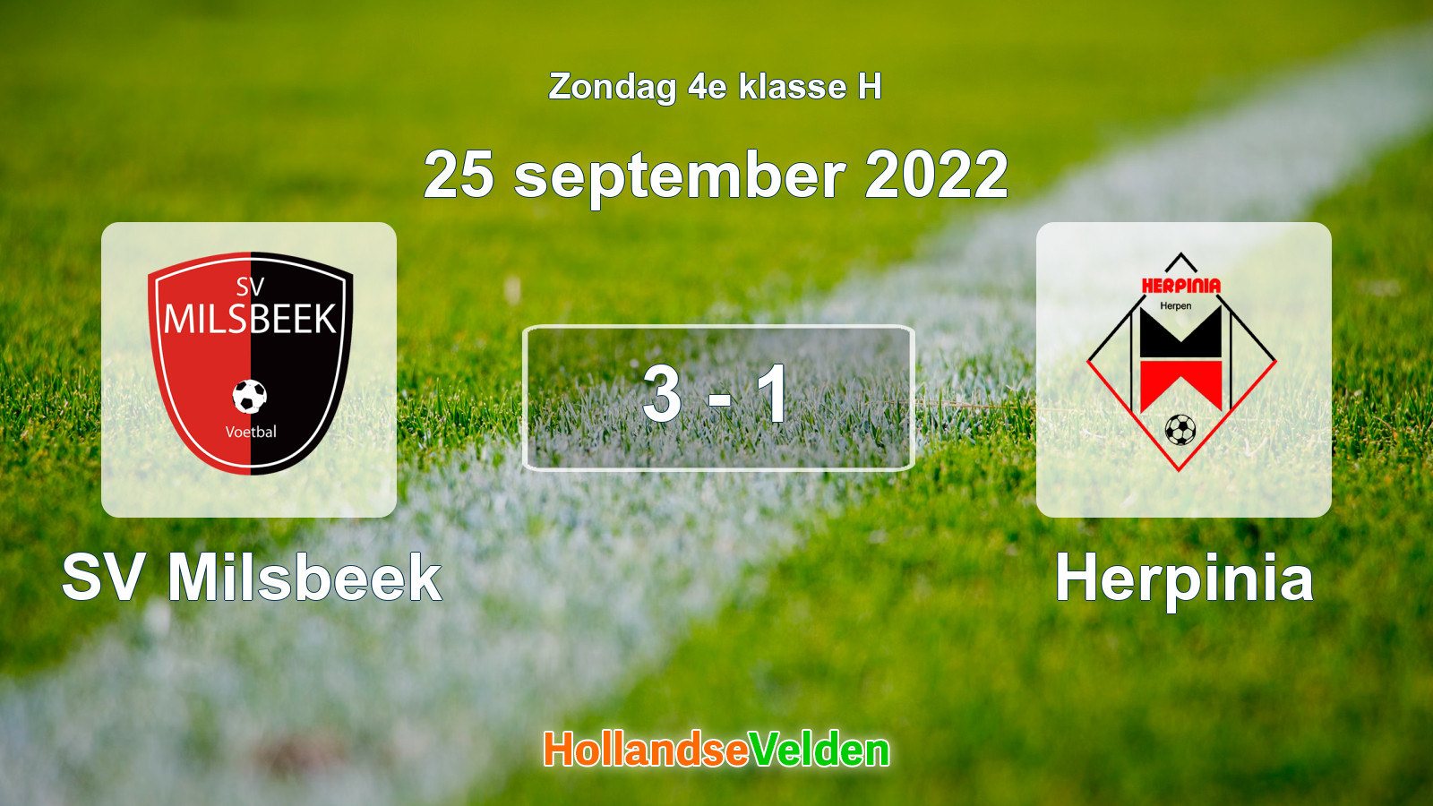Gespeelde wedstrijd: SV Milsbeek - Herpinia 3 - 1 (25 september 2022)