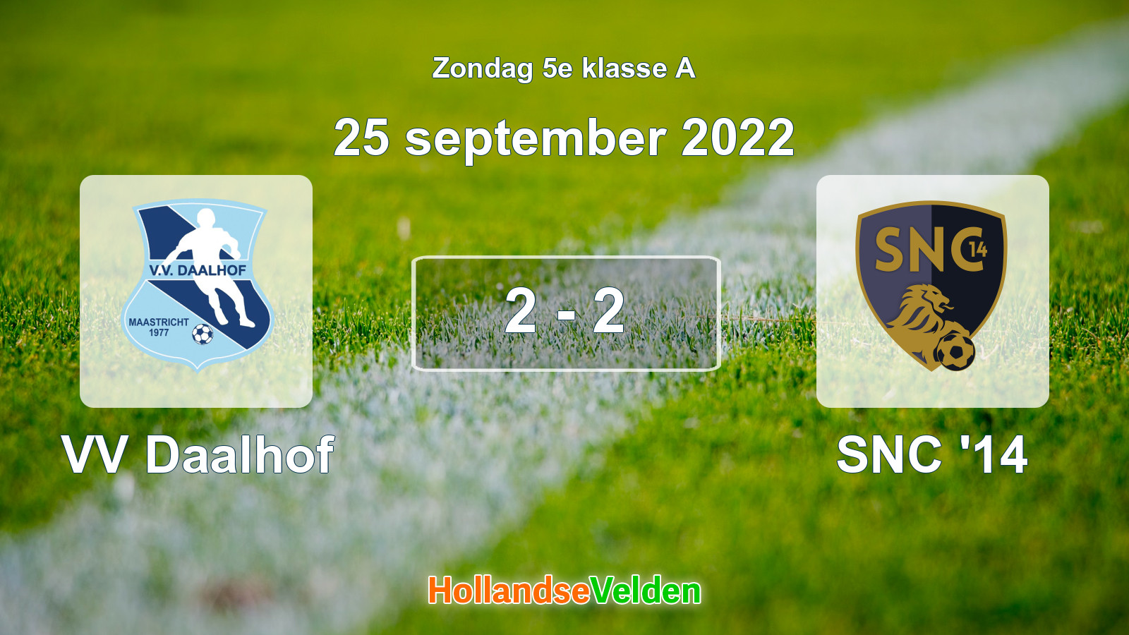 Gespeelde wedstrijd: VV Daalhof - SNC '14 2 - 2 (25 september 2022)