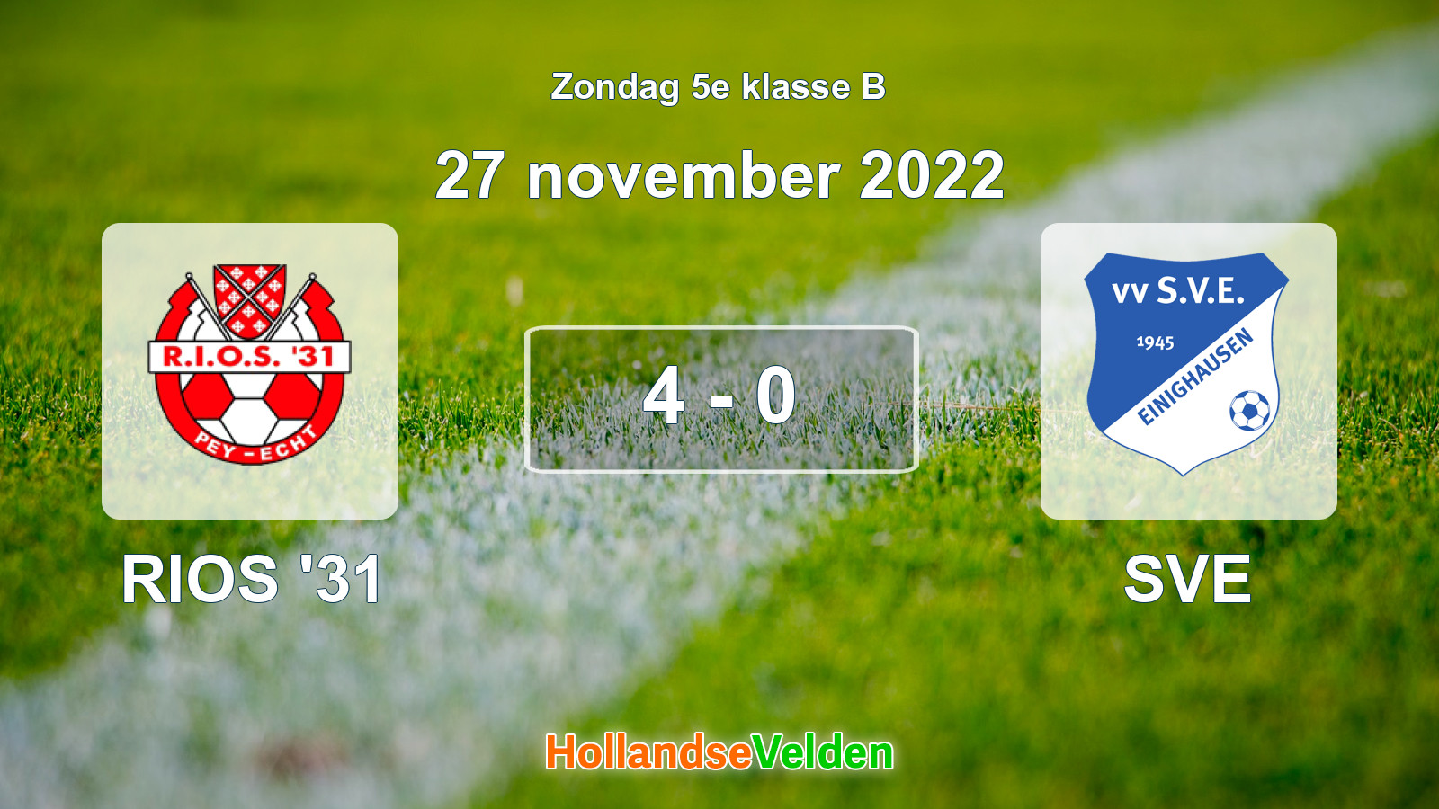Gespeelde wedstrijd: RIOS '31 - SVE 4 - 0 (27 november 2022)