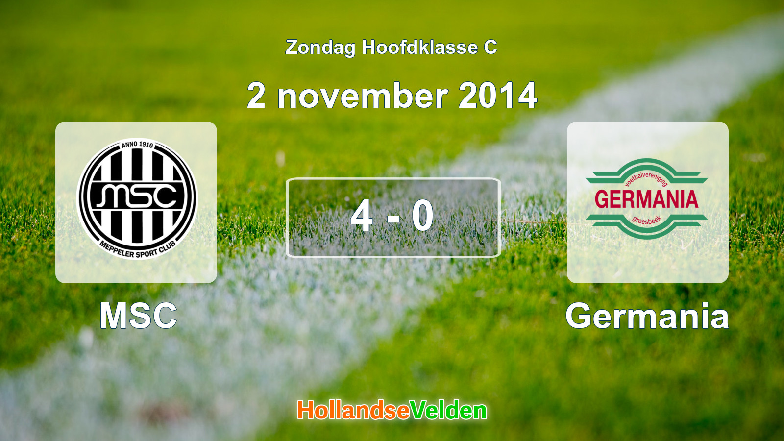 Gespeelde wedstrijd: MSC - Germania 4 - 0 (2 november 2014)