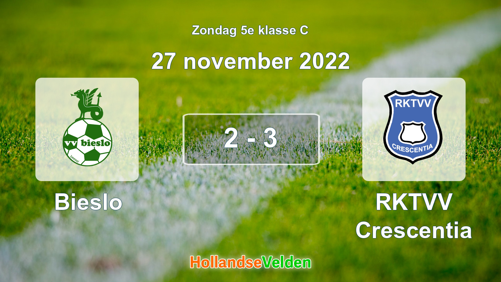Gespeelde wedstrijd: Bieslo - RKTVV Crescentia 2 - 3 (27 november 2022)