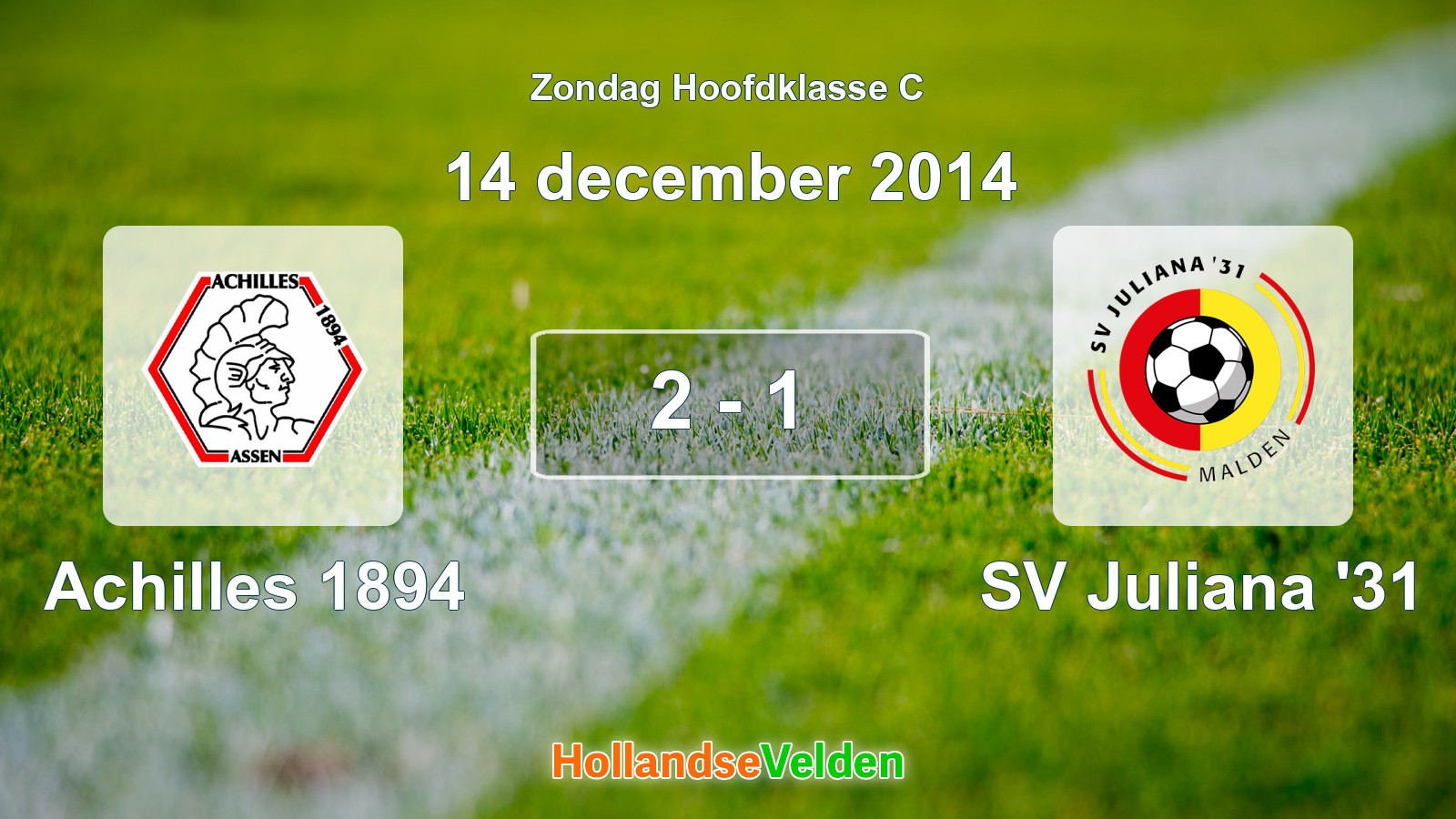 Gespeelde wedstrijd: Achilles 1894 - SV Juliana '31 2 - 1 (14 december 2014)