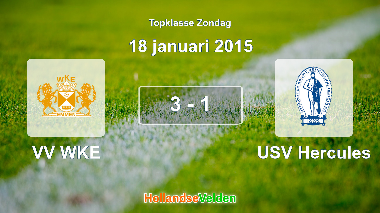 Gespeelde wedstrijd: VV WKE - USV Hercules 3 - 1 (18 januari 2015)