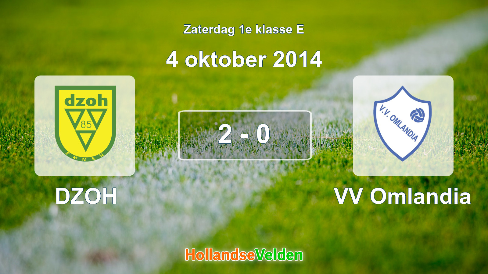 Gespeelde wedstrijd: DZOH - VV Omlandia 2 - 0 (4 oktober 2014)