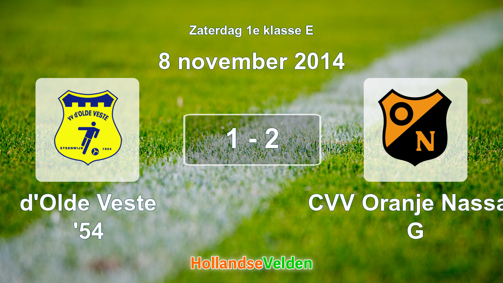 Gespeelde wedstrijd: d'Olde Veste '54 - CVV Oranje Nassau G 1 - 2 (8 november 2014)