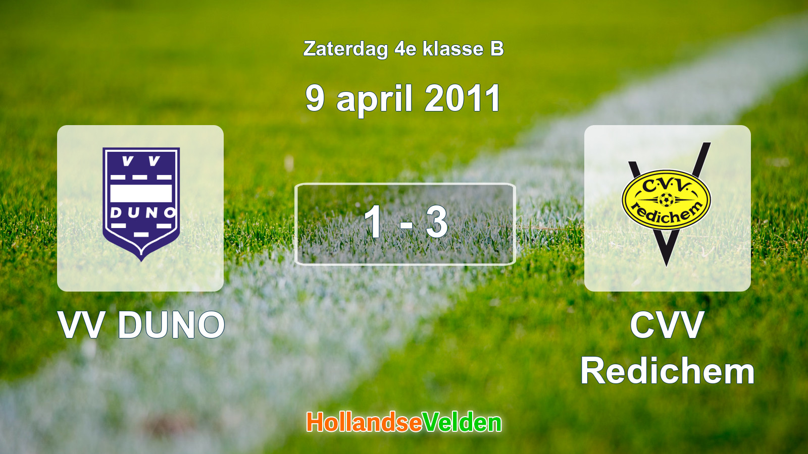 Gespeelde wedstrijd: VV DUNO - CVV Redichem 1 - 3 (9 april 2011)