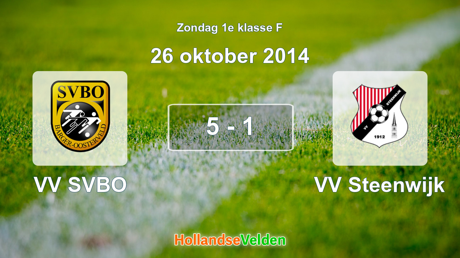 Gespeelde wedstrijd: VV SVBO - VV Steenwijk 5 - 1 (26 oktober 2014)