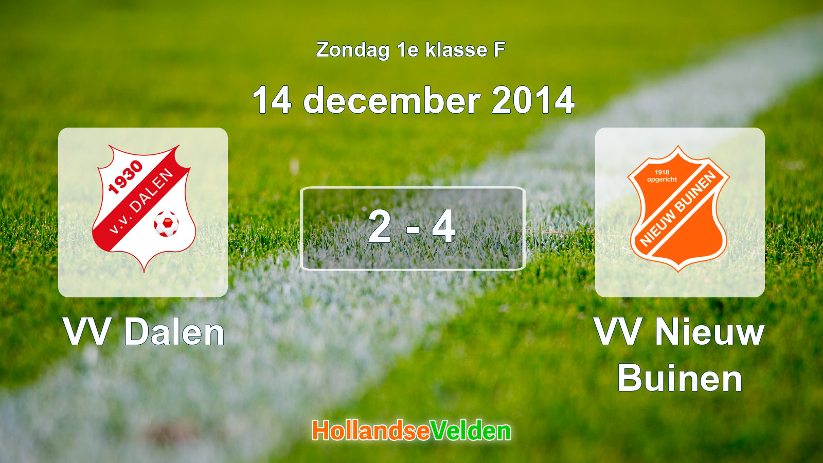 Gespeelde wedstrijd: VV Dalen - VV Nieuw Buinen 2 - 4 (14 december 2014)