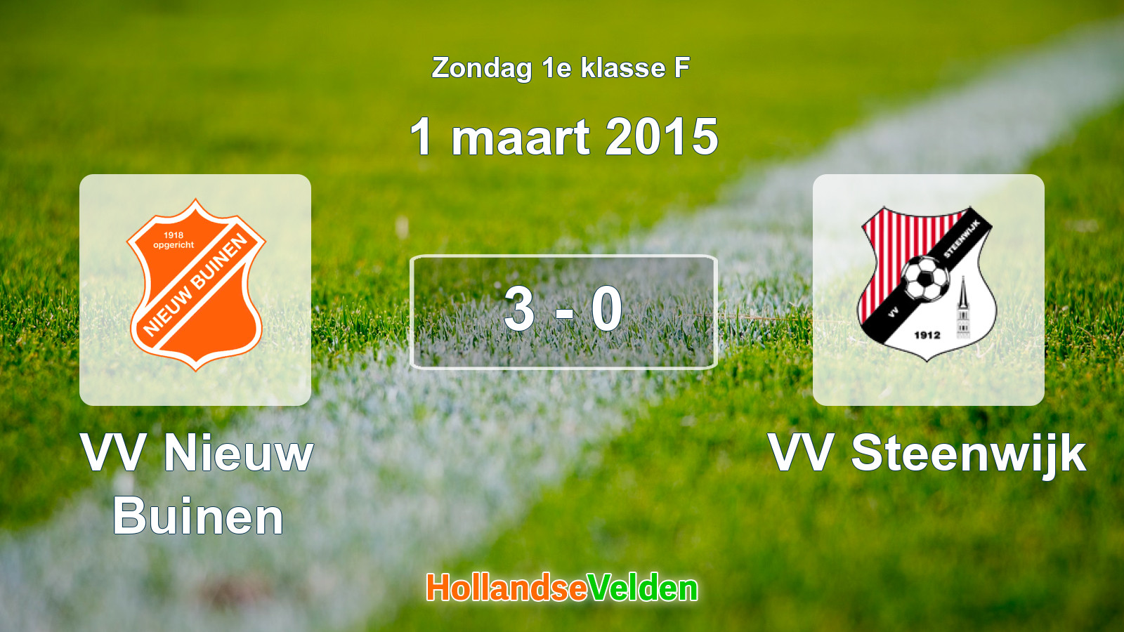 Gespeelde wedstrijd: VV Nieuw Buinen - VV Steenwijk 3 - 0 (1 maart 2015)