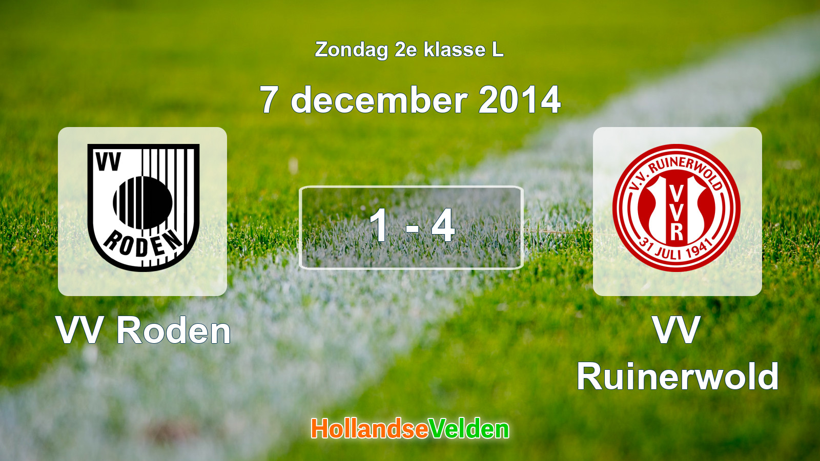 Gespeelde wedstrijd: VV Roden - VV Ruinerwold 1 - 4 (7 december 2014)