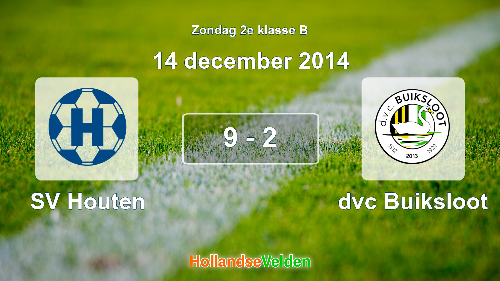 Gespeelde wedstrijd: SV Houten - dvc Buiksloot 9 - 2 (14 december 2014)