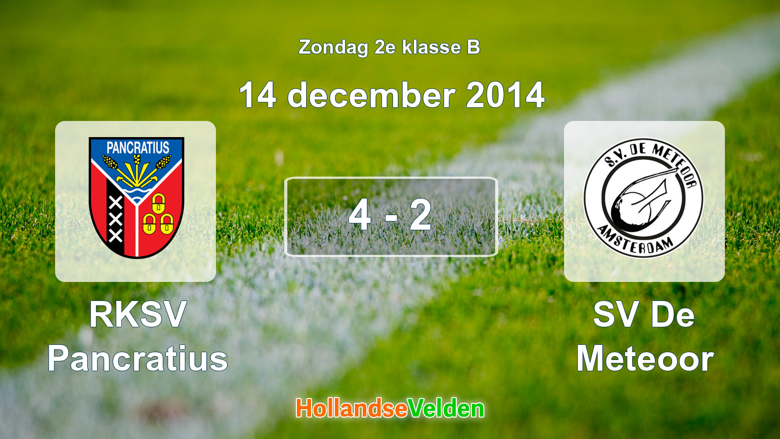 Gespeelde wedstrijd: RKSV Pancratius - SV De Meteoor 4 - 2 (14 december 2014)