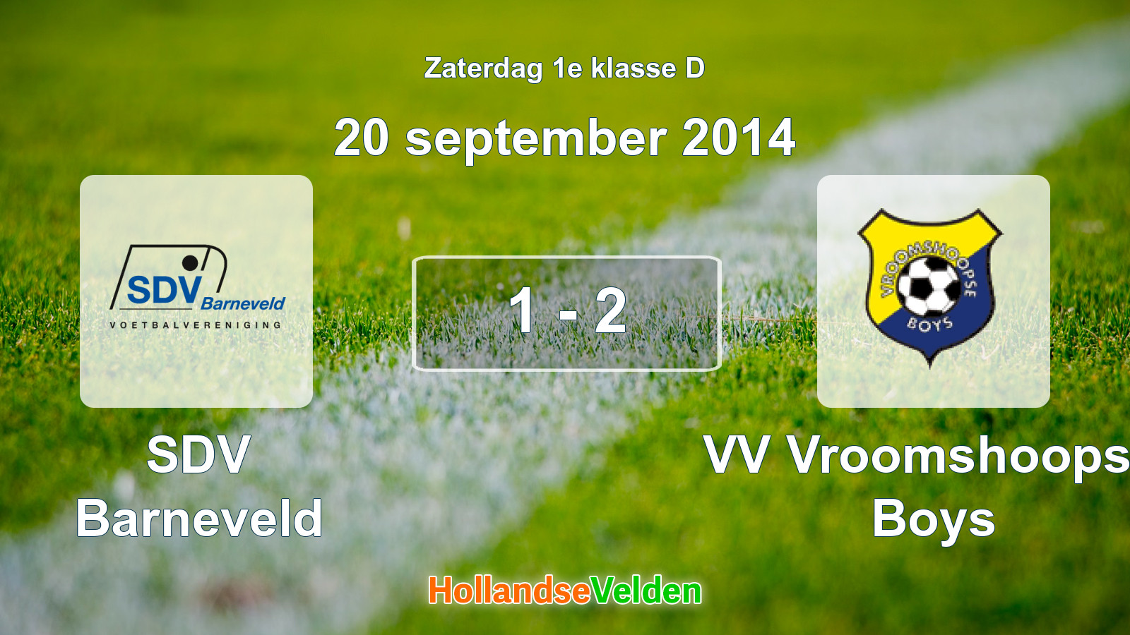 Gespeelde wedstrijd: SDV Barneveld - VV Vroomshoopse Boys 1 - 2 (20 september 2014)