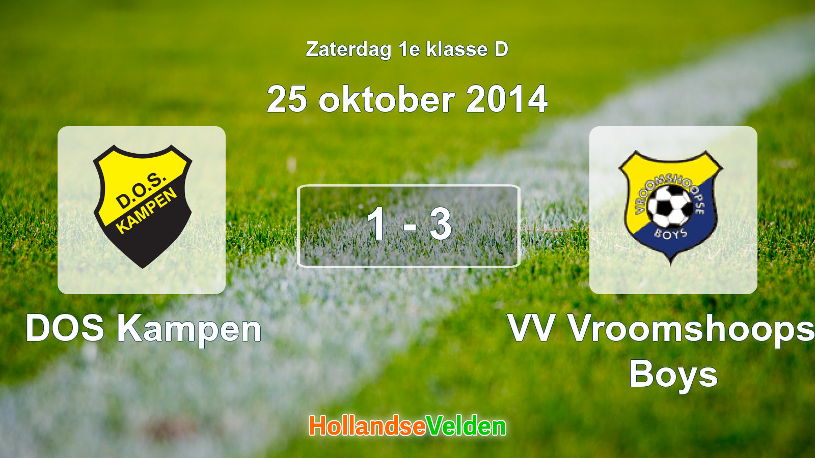 Gespeelde wedstrijd: DOS Kampen - VV Vroomshoopse Boys 1 - 3 (25 oktober 2014)