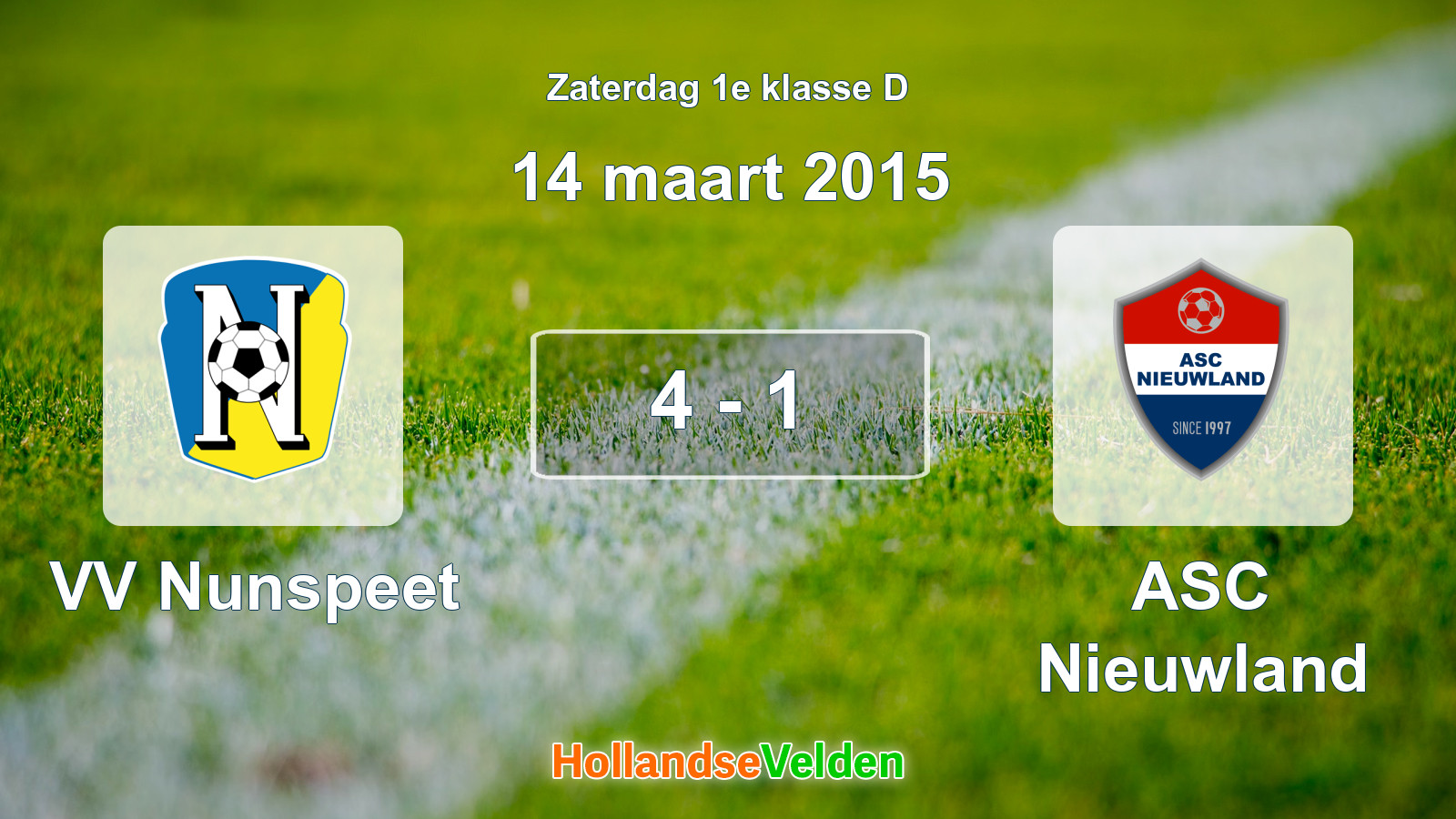 Gespeelde wedstrijd: VV Nunspeet - ASC Nieuwland 4 - 1 (14 maart 2015)