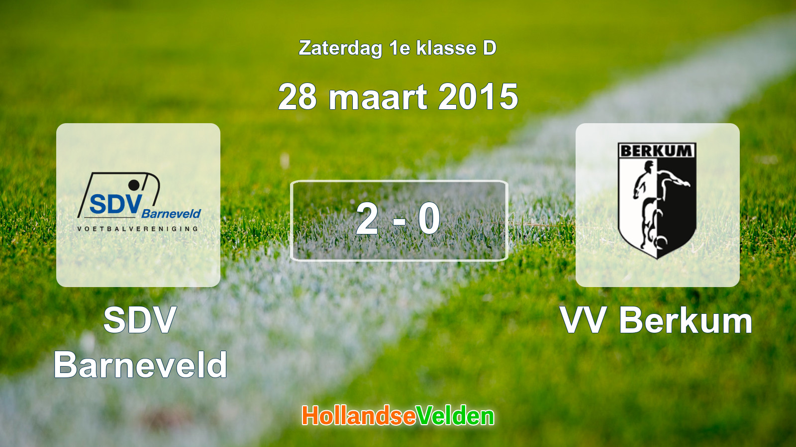 Gespeelde wedstrijd: SDV Barneveld - VV Berkum 2 - 0 (28 maart 2015)