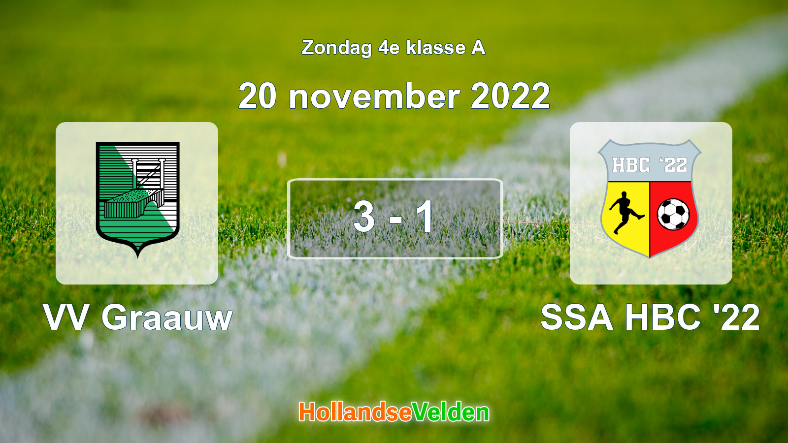 Gespeelde wedstrijd: VV Graauw - SSA HBC '22 3 - 1 (20 november 2022)