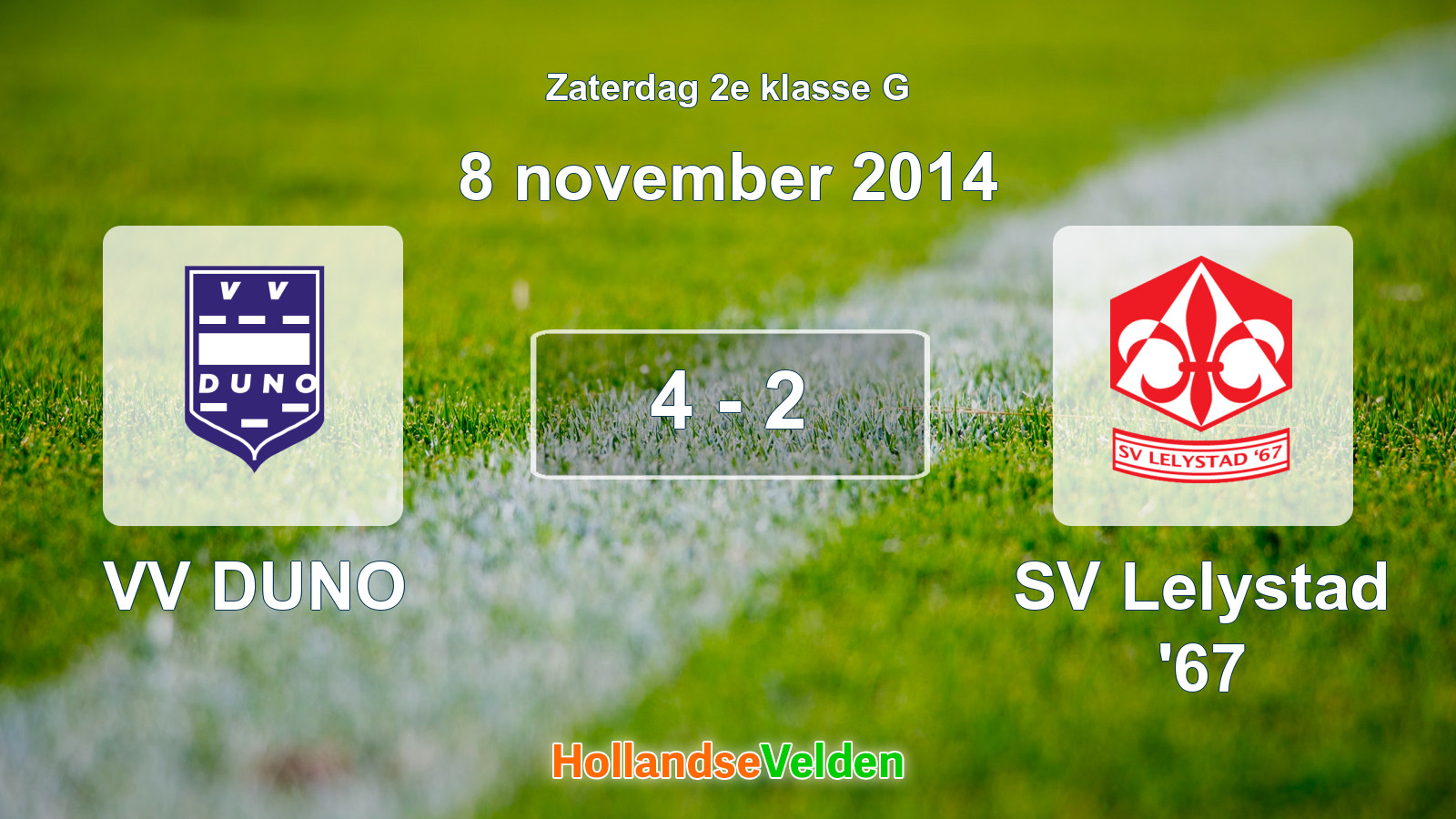 Gespeelde wedstrijd: VV DUNO - SV Lelystad '67 4 - 2 (8 november 2014)