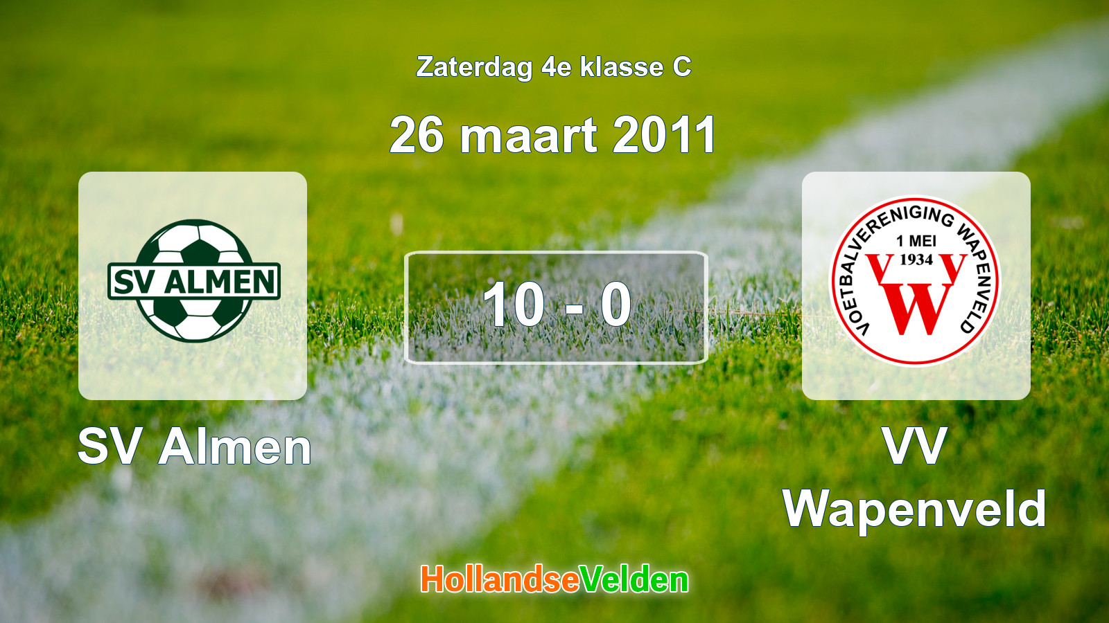 Gespeelde wedstrijd: SV Almen - VV Wapenveld 10 - 0 (26 maart 2011)