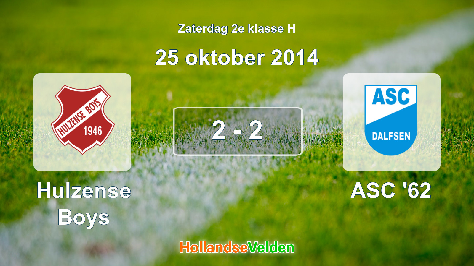 Gespeelde wedstrijd: Hulzense Boys - ASC '62 2 - 2 (25 oktober 2014)
