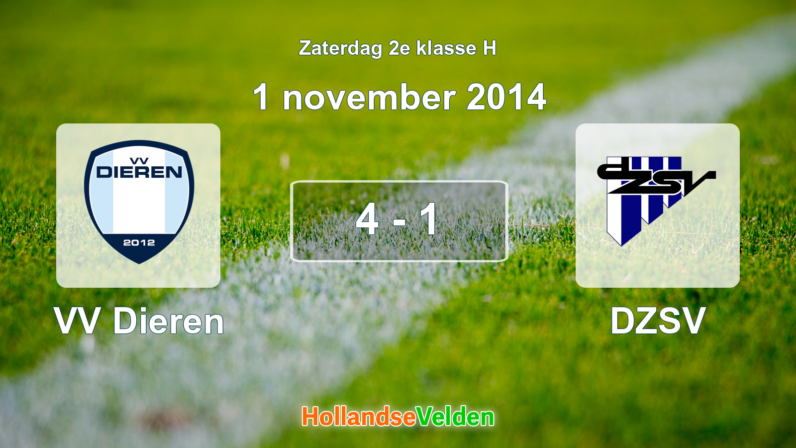 Gespeelde wedstrijd: VV Dieren - DZSV 4 - 1 (1 november 2014)