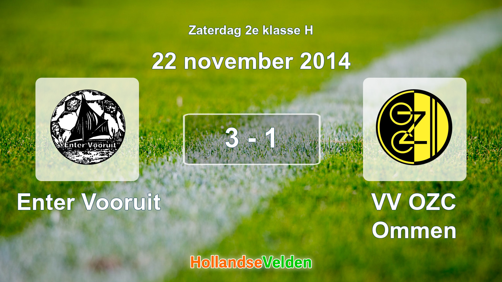 Gespeelde wedstrijd: Enter Vooruit - VV OZC Ommen 3 - 1 (22 november 2014)