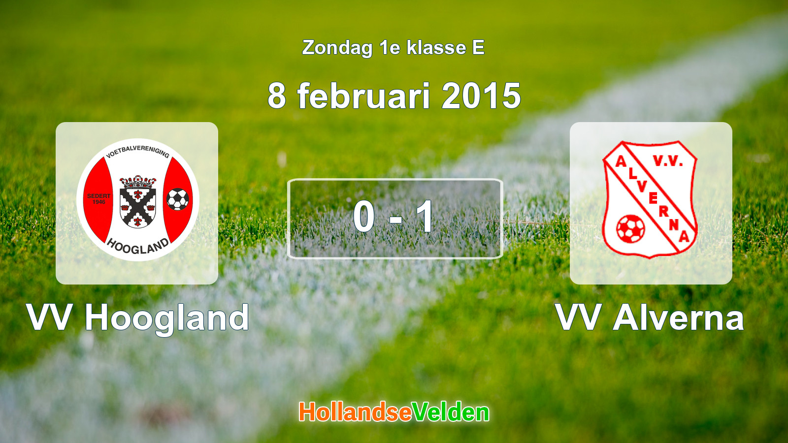 Gespeelde wedstrijd: VV Hoogland - VV Alverna 0 - 1 (8 februari 2015)