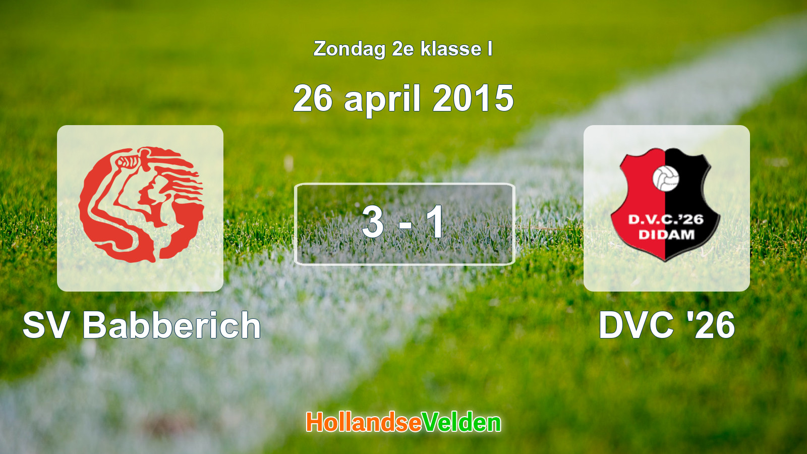 Gespeelde wedstrijd: SV Babberich - DVC '26 3 - 1 (26 april 2015)