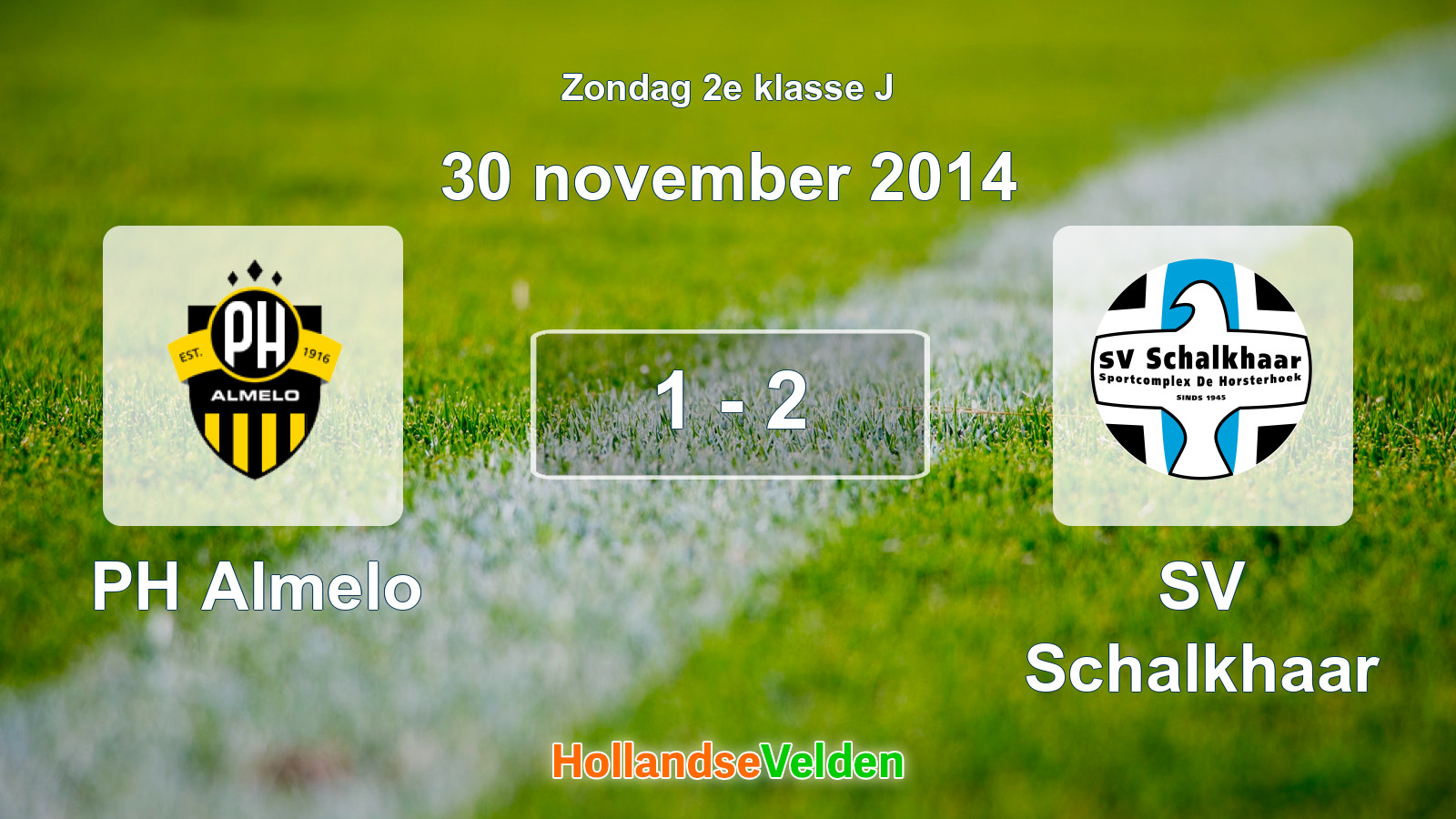 Gespeelde wedstrijd: PH Almelo - SV Schalkhaar 1 - 2 (30 november 2014)