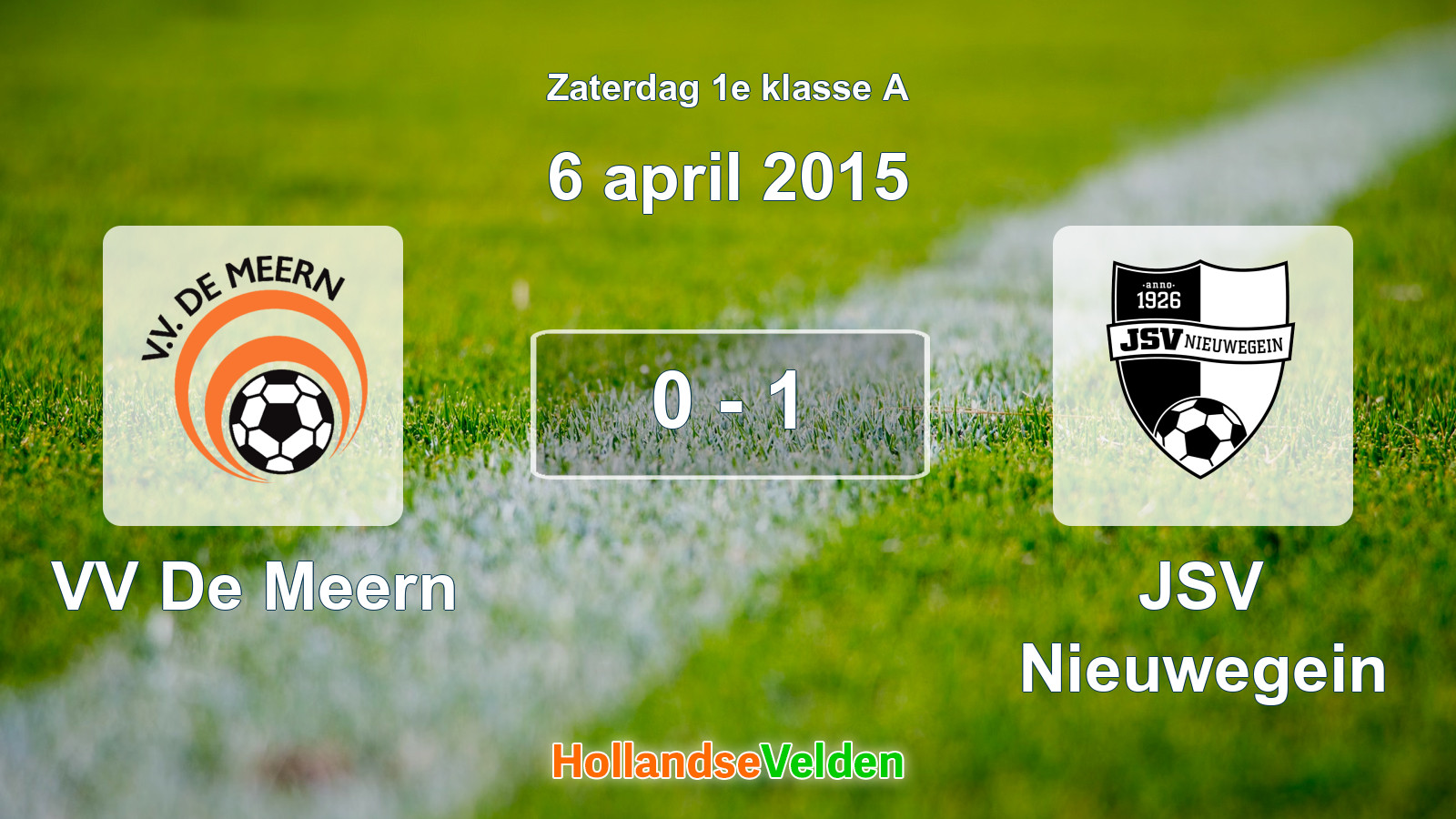 Gespeelde wedstrijd: VV De Meern - JSV Nieuwegein 0 - 1 (6 april 2015)