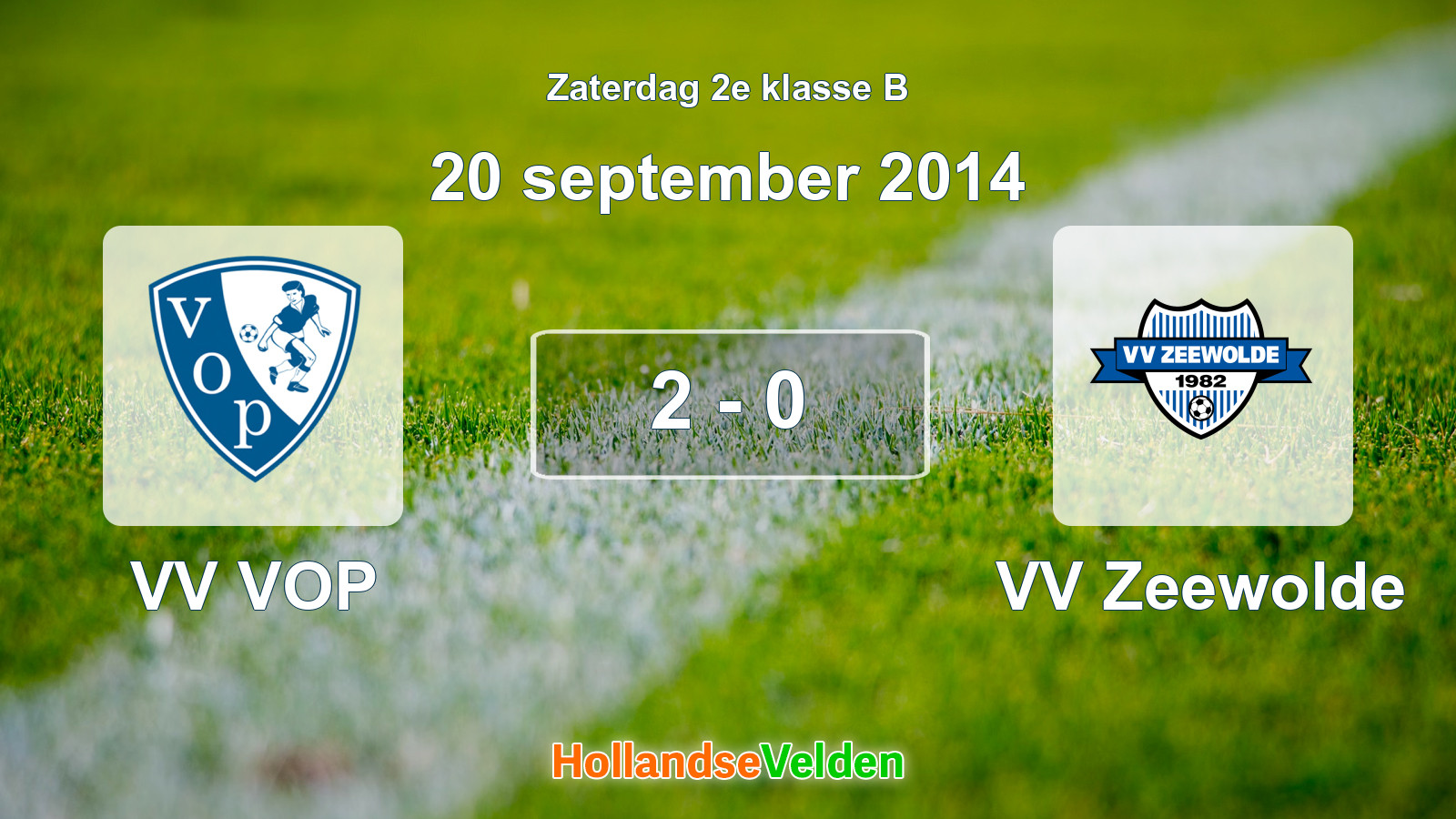 Gespeelde wedstrijd: VV VOP - VV Zeewolde 2 - 0 (20 september 2014)