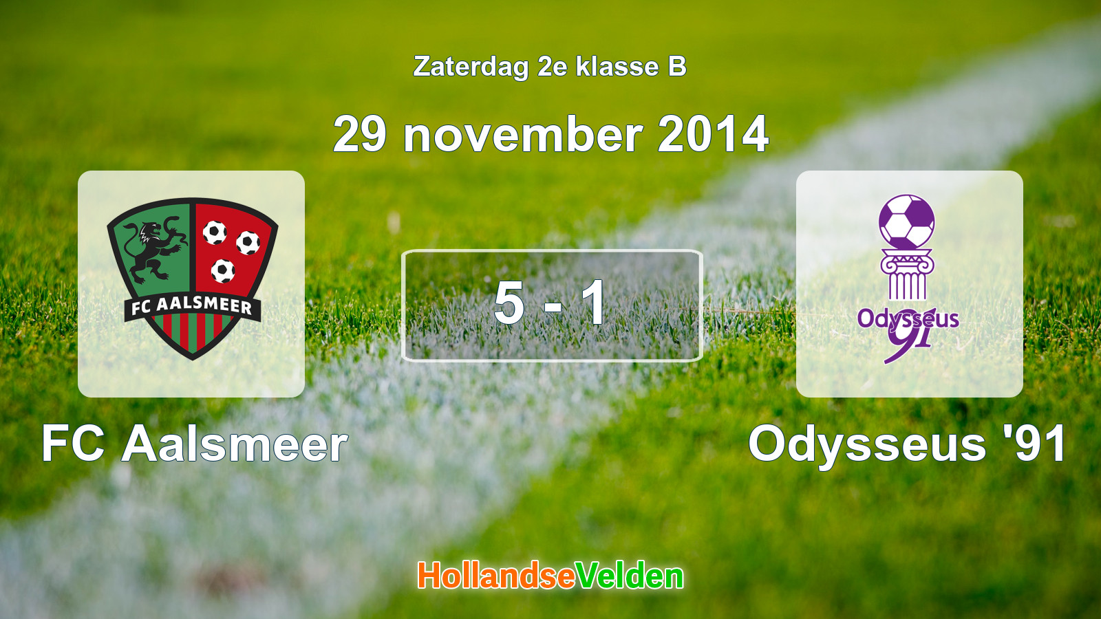 Gespeelde wedstrijd: FC Aalsmeer - Odysseus '91 5 - 1 (29 november 2014)
