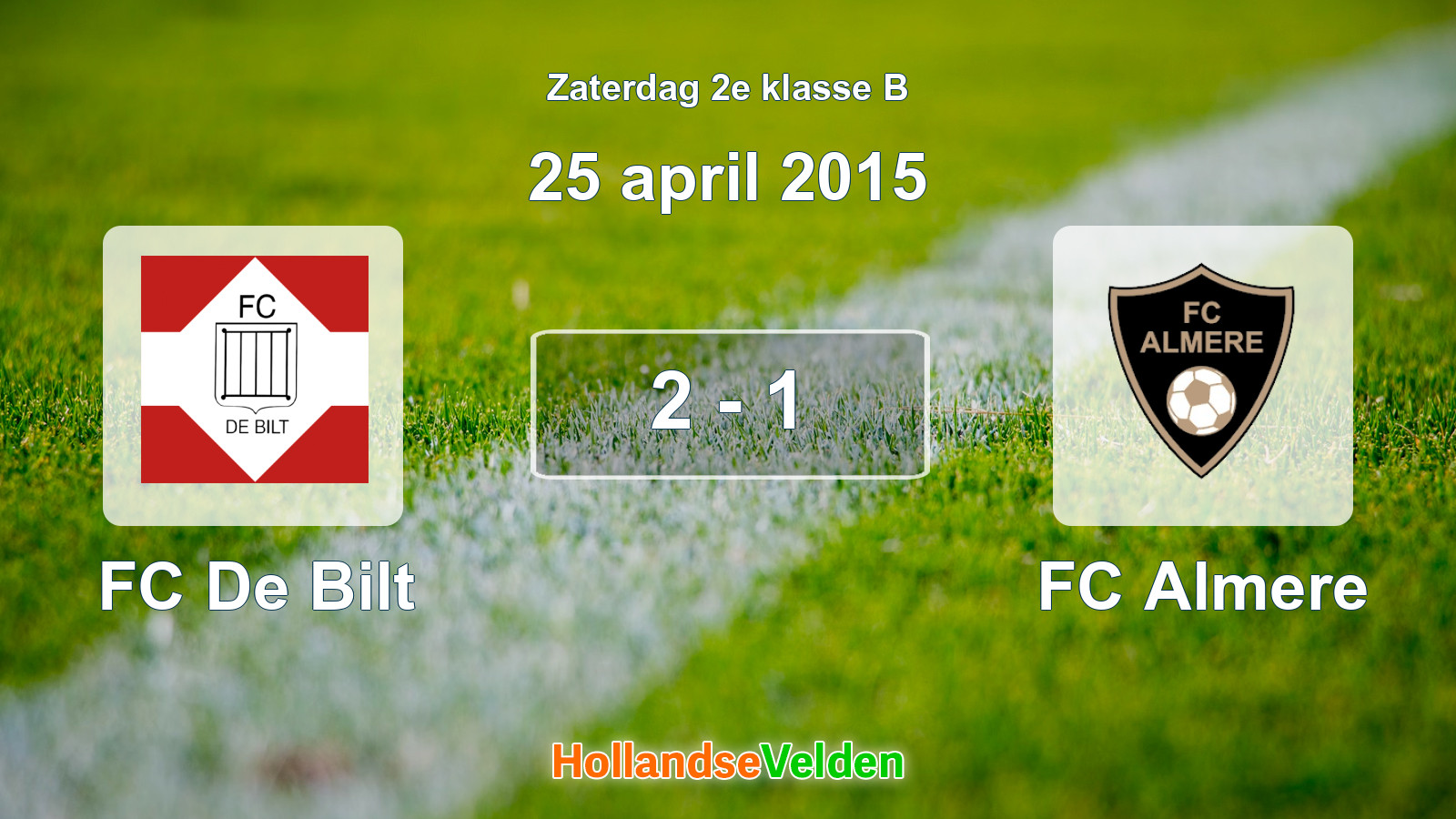 Gespeelde wedstrijd: FC De Bilt - FC Almere 2 - 1 (25 april 2015)