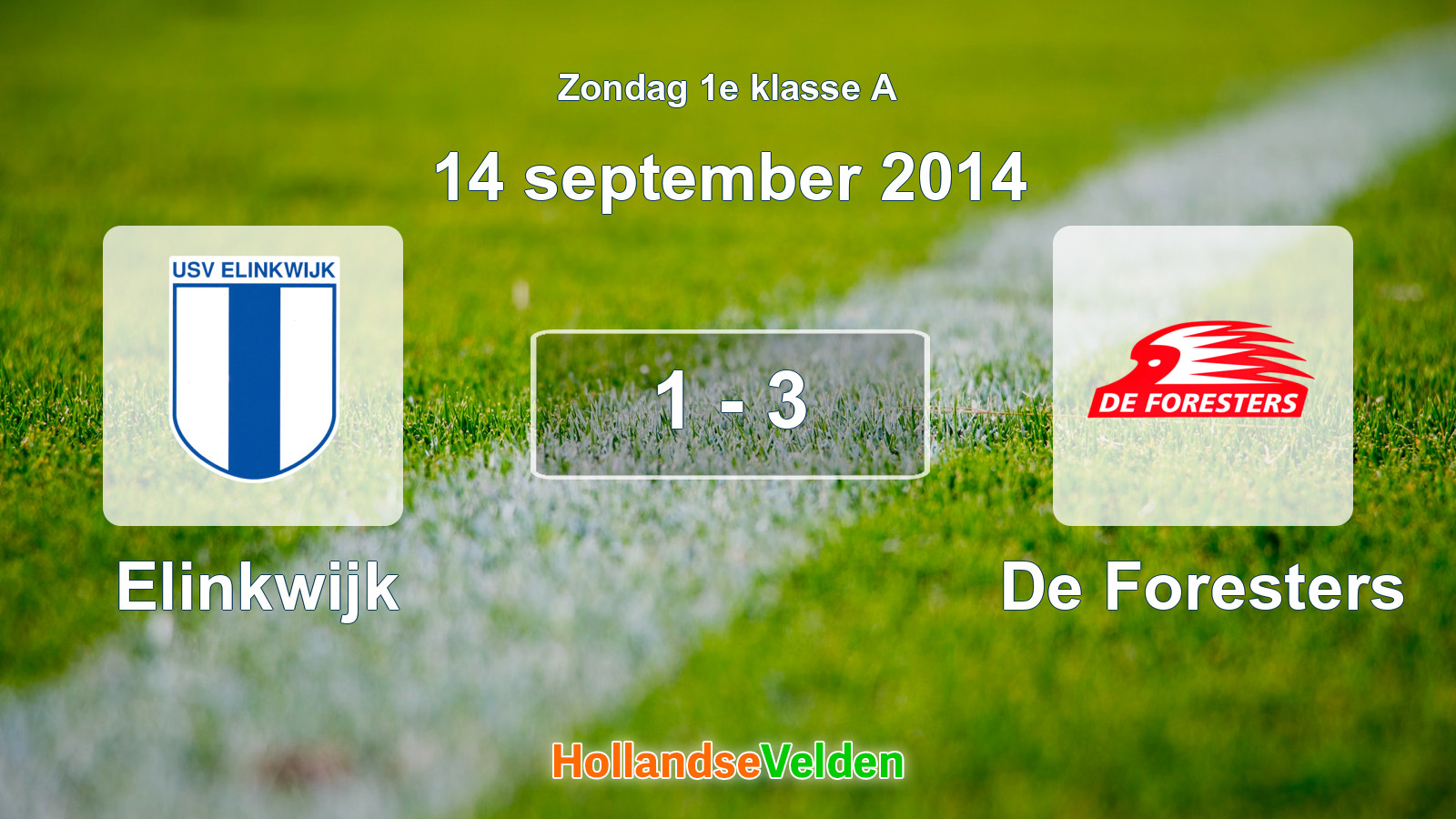 Gespeelde wedstrijd: Elinkwijk - De Foresters 1 - 3 (14 september 2014)