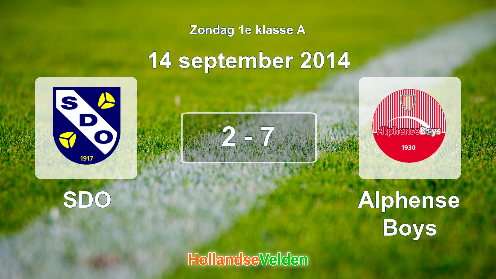 Gespeelde wedstrijd: SDO - Alphense Boys 2 - 7 (14 september 2014)