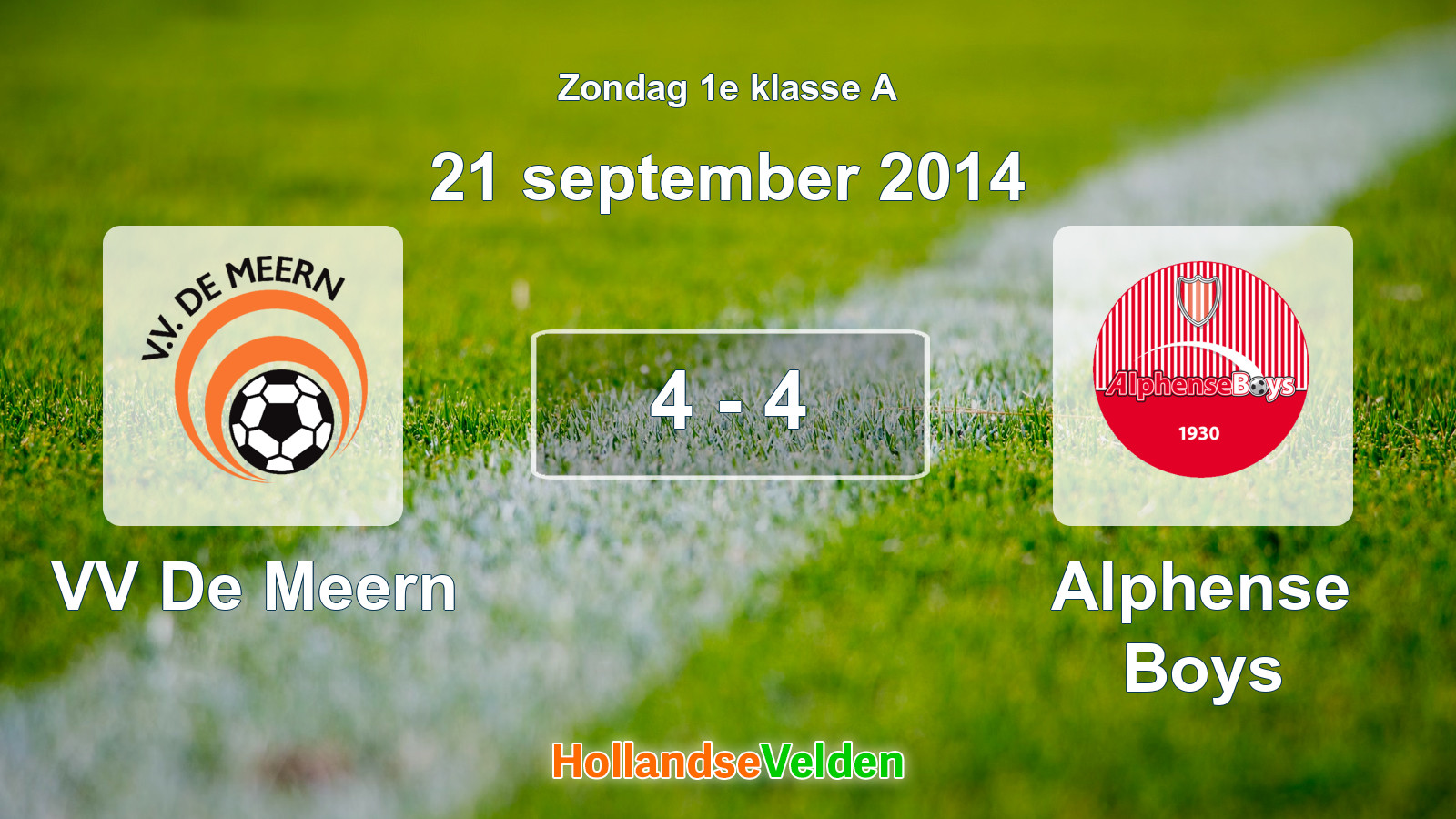 Gespeelde wedstrijd: VV De Meern - Alphense Boys 4 - 4 (21 september 2014)