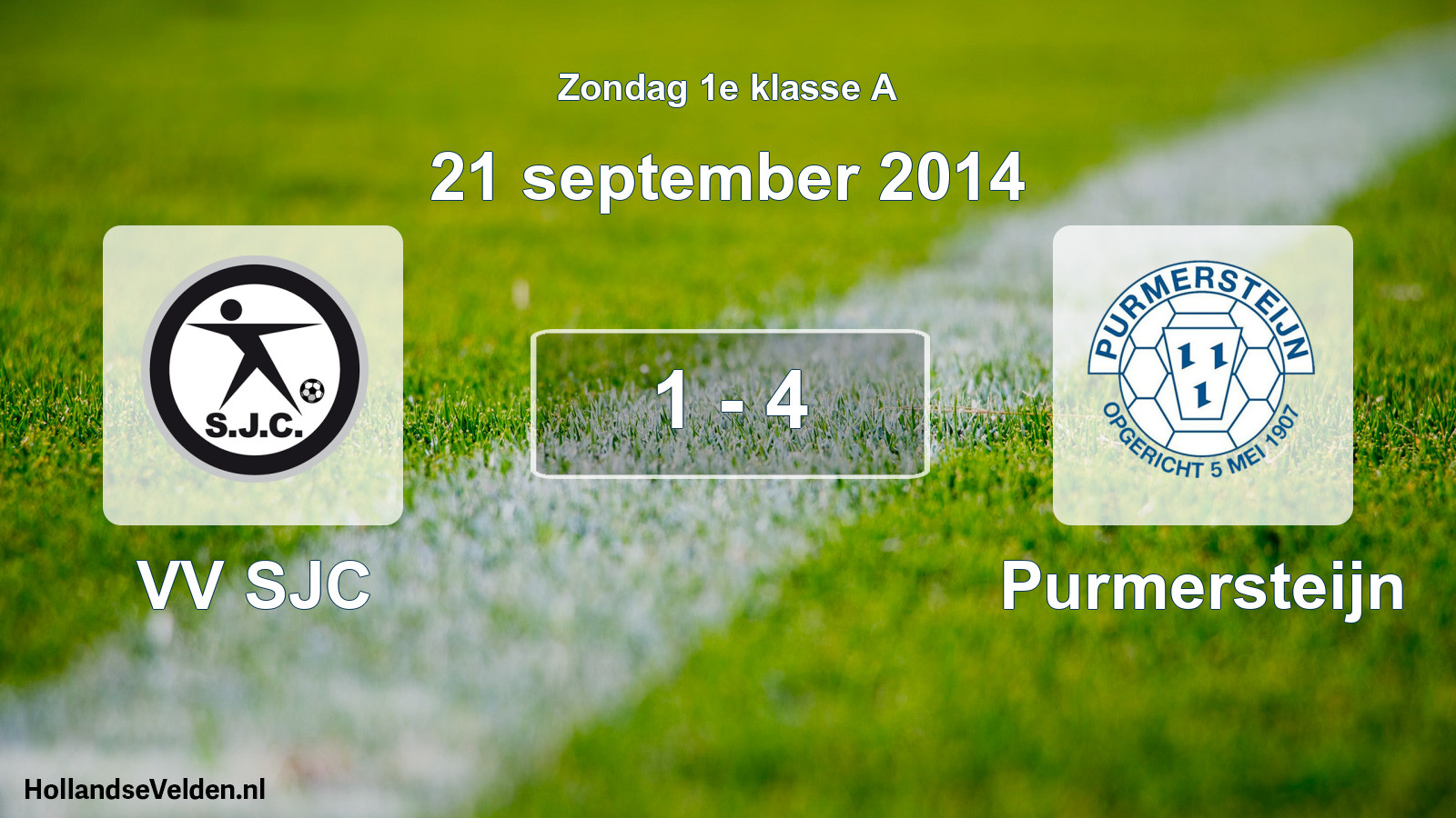 Gespeelde wedstrijd: VV SJC - Purmersteijn 1 - 4 (21 september 2014)