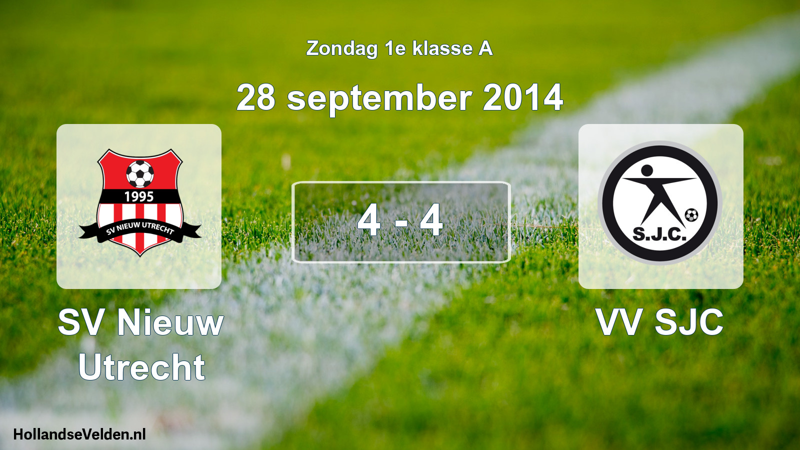 Gespeelde wedstrijd: SV Nieuw Utrecht - VV SJC 4 - 4 (28 september 2014)