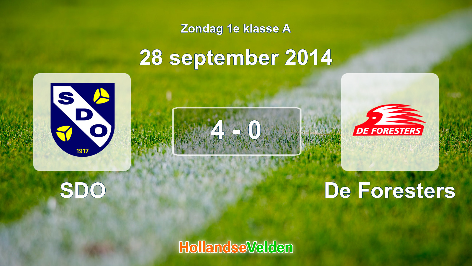 Gespeelde wedstrijd: SDO - De Foresters 4 - 0 (28 september 2014)