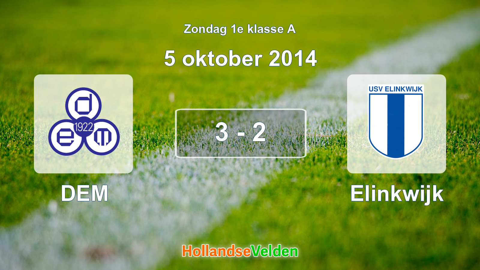 Gespeelde wedstrijd: DEM - Elinkwijk 3 - 2 (5 oktober 2014)