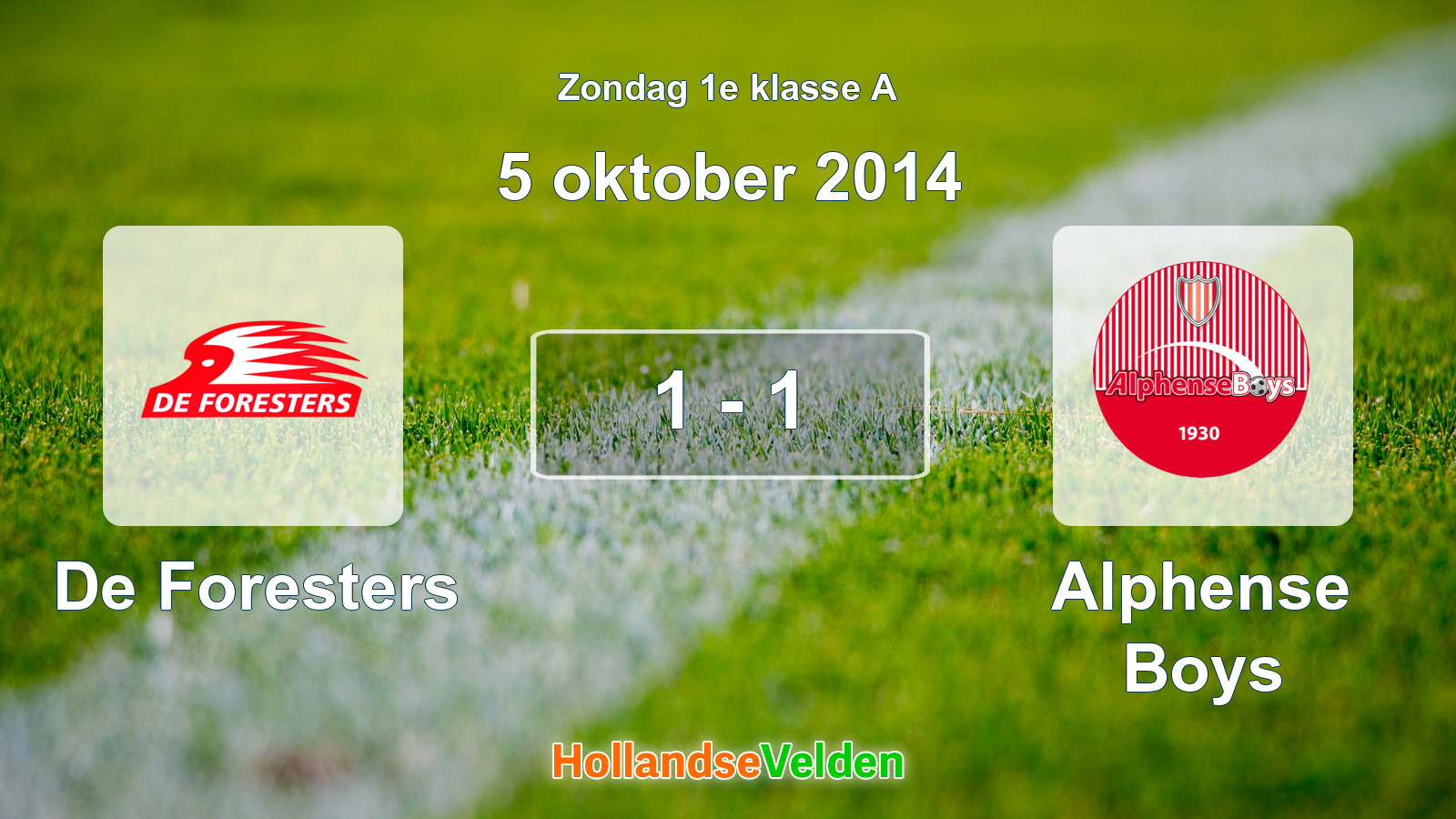 Gespeelde wedstrijd: De Foresters - Alphense Boys 1 - 1 (5 oktober 2014)